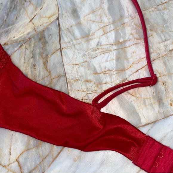 Gorgeous VS Very Sexy Red Push Up Bra 32A Red Eyelash Chantilly lace - Picture 5 of 8